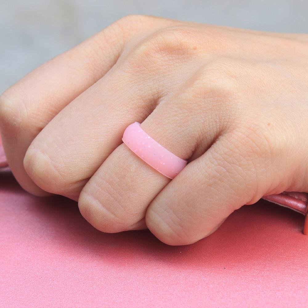 5.7mm silicone ring Flash powder Women's silicone ring pearl powder European and American couple ring customization